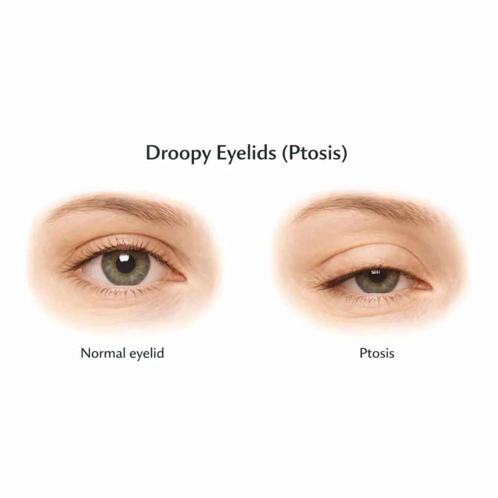 Droopy eyelid ptosis comparison